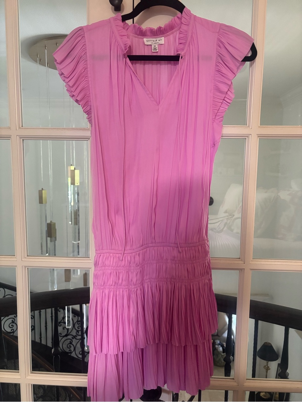 Current Air Pink Pleated Tiered Short Dress